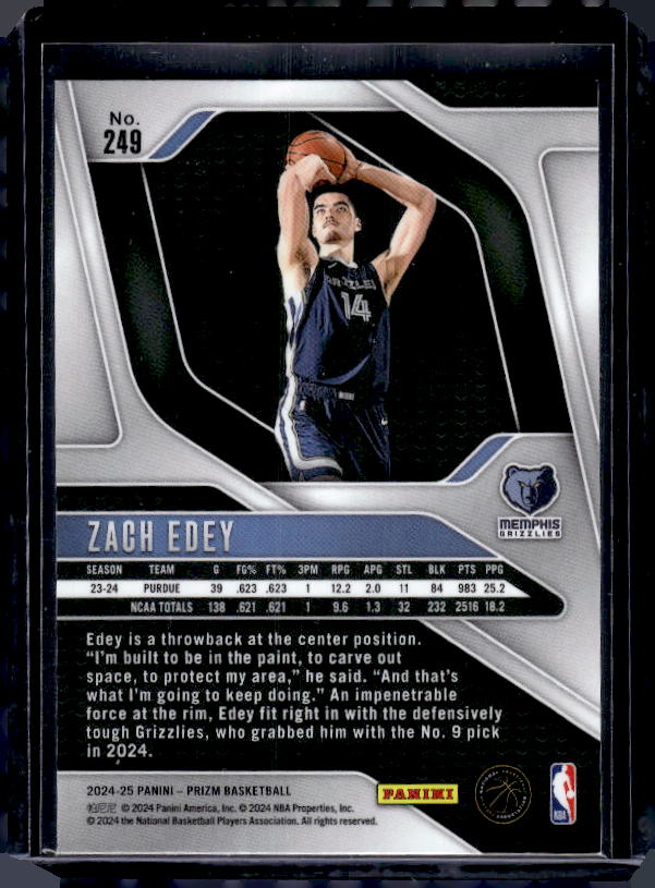 2024-25 Panini Prizm #249 Zach Edey