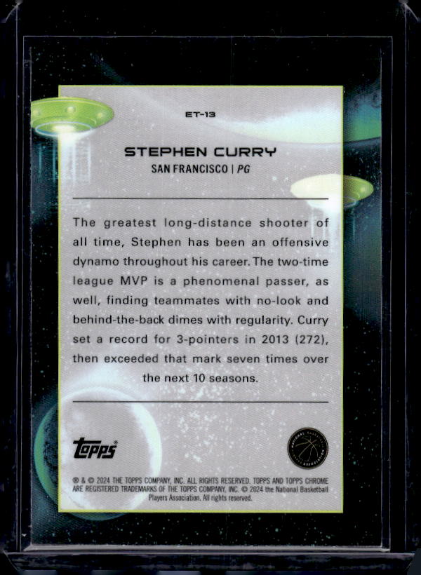 2023-24 Topps Chrome Cosmic #ET-13 Stephen Curry Extraterrestrial Talent