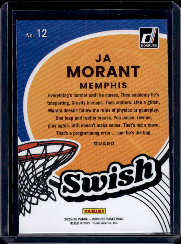 2025-26 Donruss #12 Ja Morant Swish