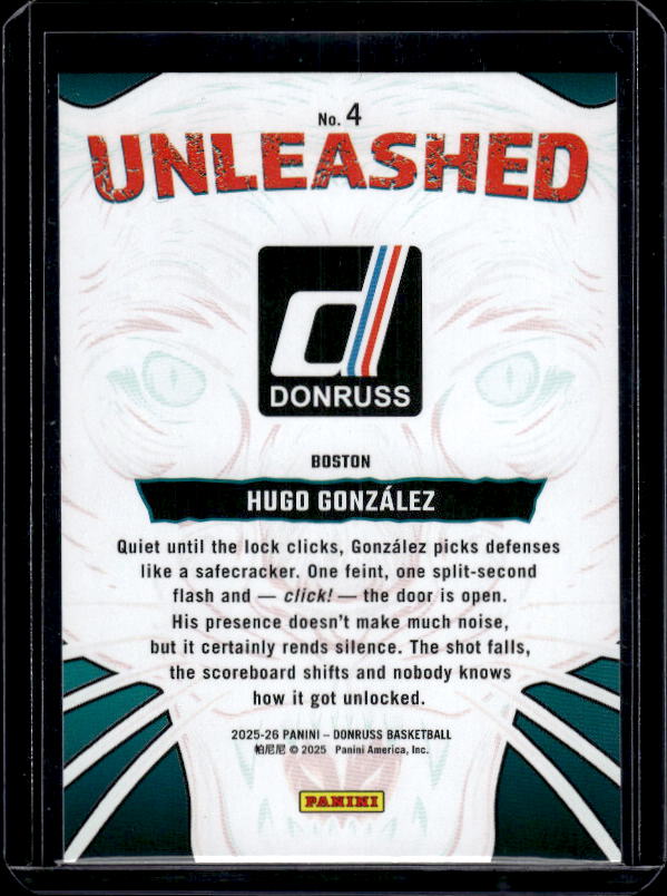 2025-26 Donruss #4 Hugo Gonzalez Unleashed