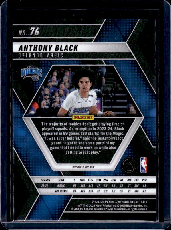 2024-25 Panini Mosaic #76 Anthony Black Green Mosaic