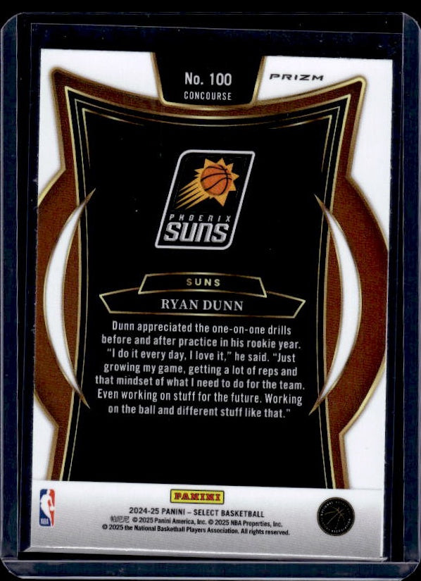 2024-25 Panini Select #100 Ryan Dunn Blue Prizm