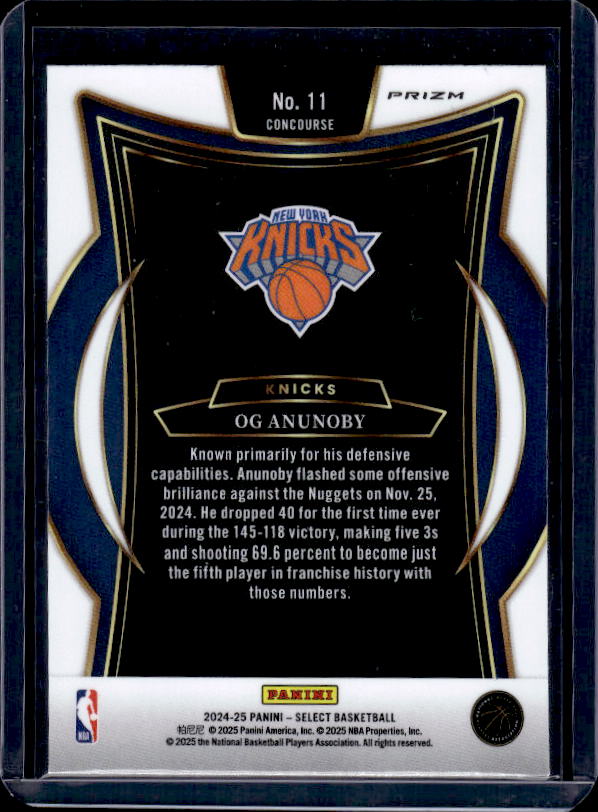 2024-25 Panini Select #11 OG Anunoby Blue Cracked Ice Prizm