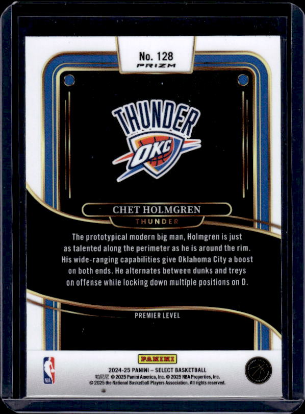 2024-25 Panini Select #128 Chet Holmgren Blue Cracked Ice Prizm