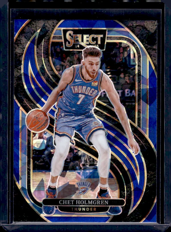 2024-25 Panini Select #128 Chet Holmgren Blue Cracked Ice Prizm