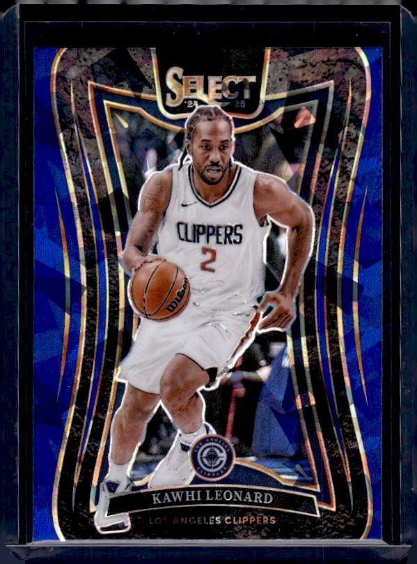 2024-25 Panini Select #350 Kawhi Leonard Blue Cracked Ice Prizm