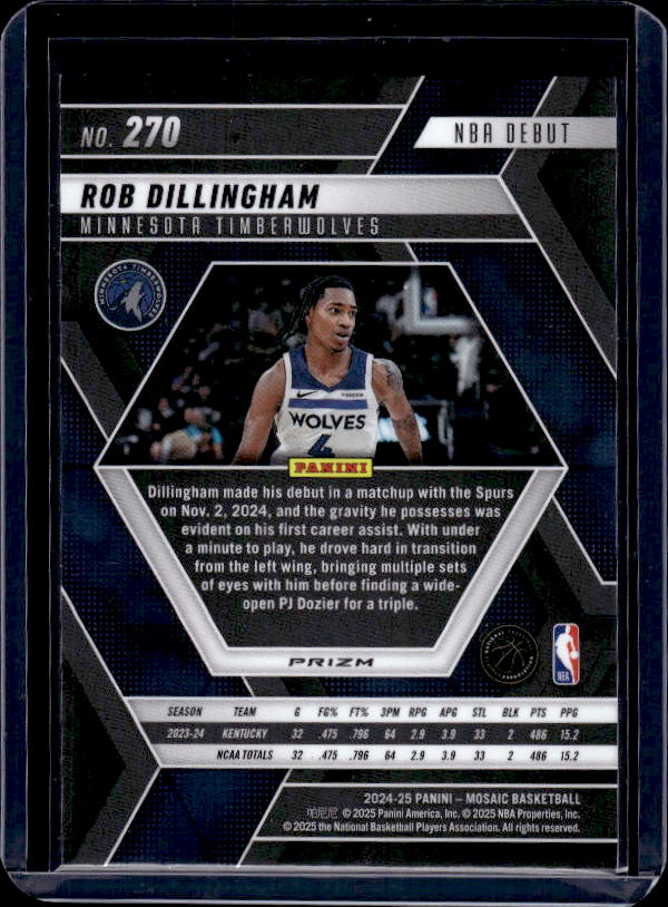 2024-25 Panini Mosaic #270 Rob Dillingham Mosaic