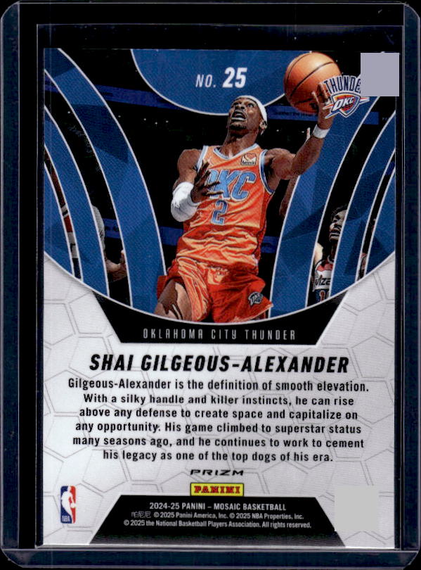 2024-25 Panini Mosaic #25 Shai Gilgeous-Alexander Elevate Mosaic Green
