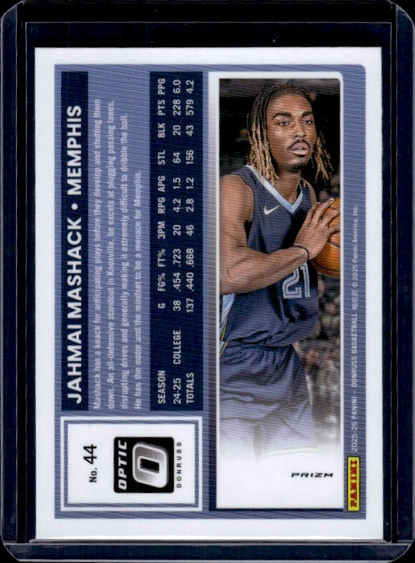 2025-26 Donruss #44 Jahmai Mashack Optic Blue Cracked Ice