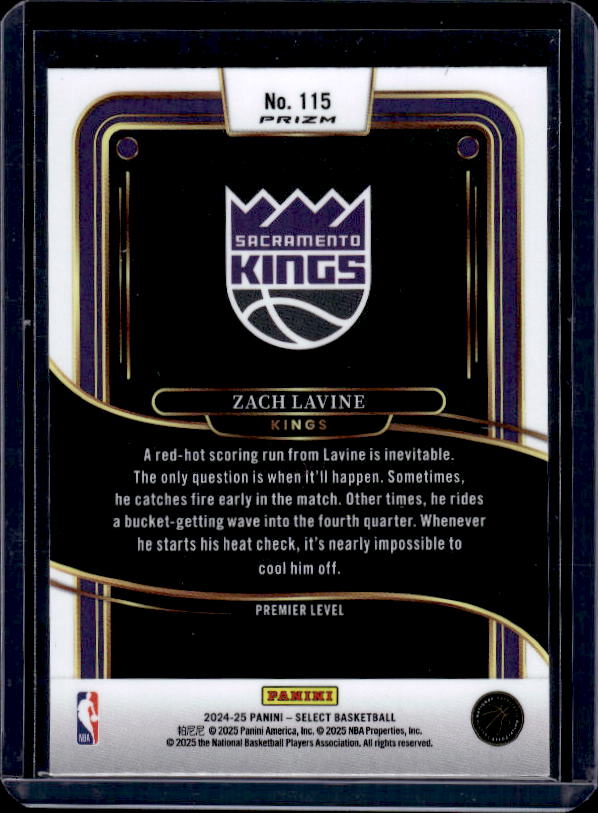 2024-25 Panini Select #115 Zach LaVine Blue Prizm