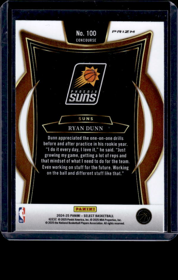 2024-25 Panini Select #100 Ryan Dunn Blue Prizm