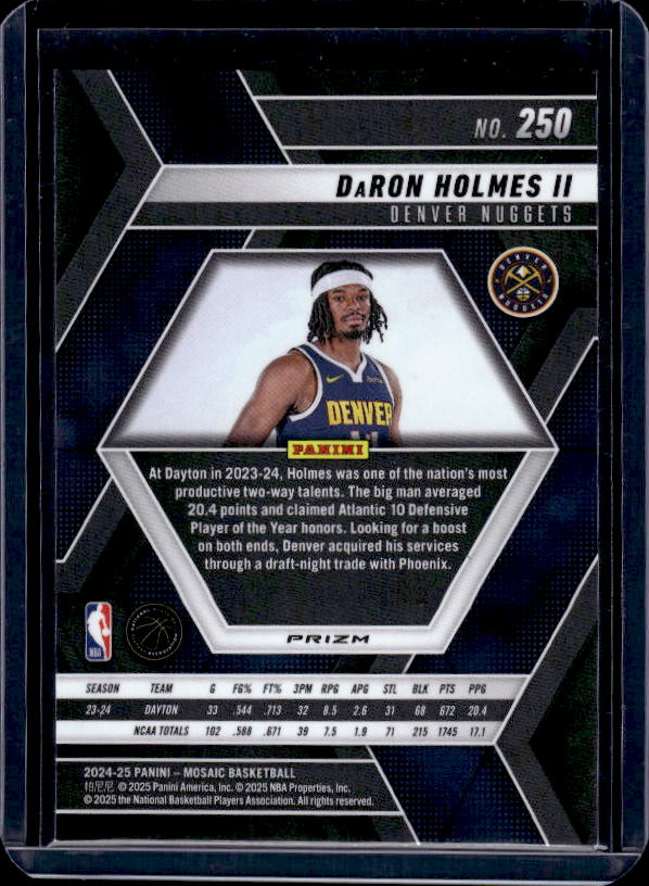 2024-25 Panini Mosaic #250 DaRon Holmes II Green Mosaic