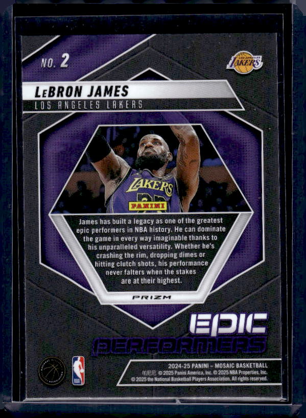 2024-25 Panini Mosaic #2 LeBron James Epic Performers Mosaic