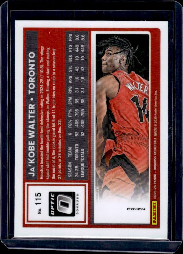 2025-26 Donruss #115 Ja'Kobe Walter Optic Red Cracked Ice