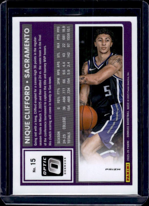 2025-26 Donruss #15 Nique Clifford Optic Red Cracked Ice