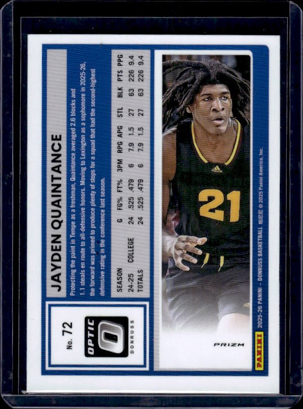 2025-26 Donruss #72 Jayden Quaintance Optic Red Cracked Ice