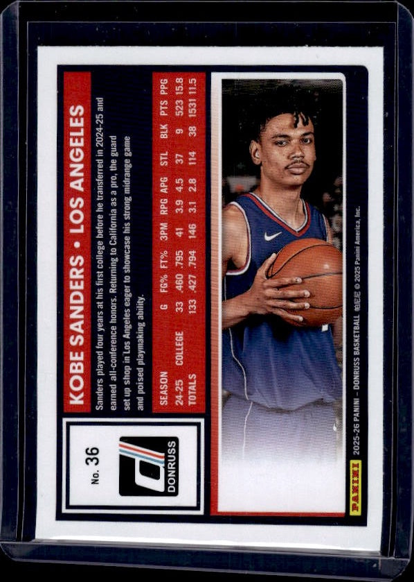 2025-26 Donruss #36 Kobe Sanders Holo Green Laser