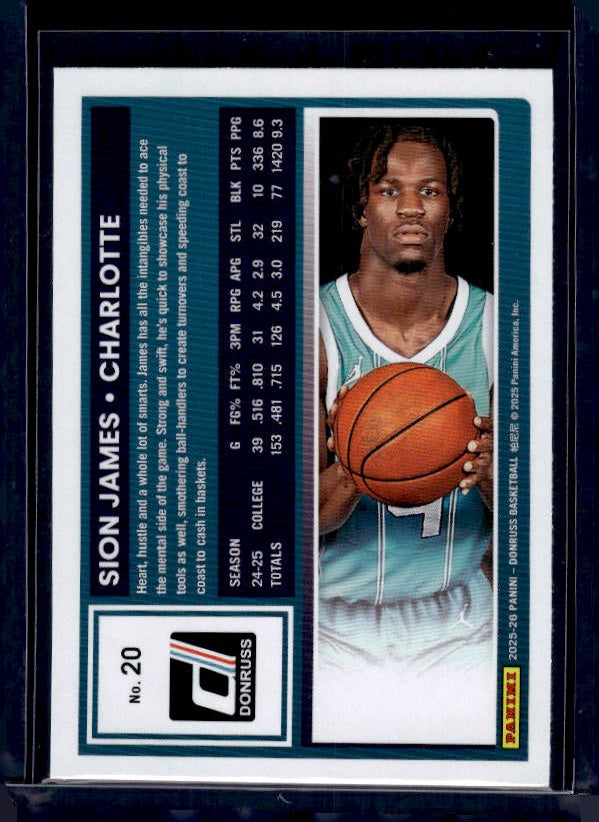 2025-26 Donruss #20 Sion James Holo Green Laser