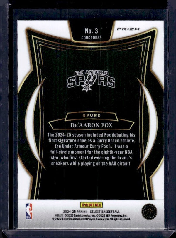2024-25 Panini Select #3 De'Aaron Fox Blue Cracked Ice Prizm