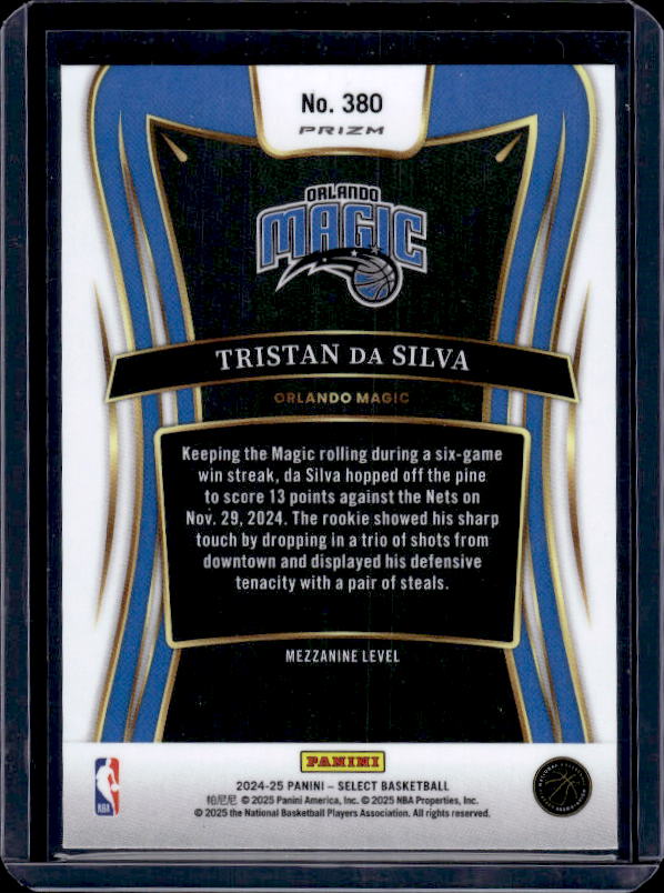 2024-25 Panini Select #380 Tristan da Silva Blue Prizm