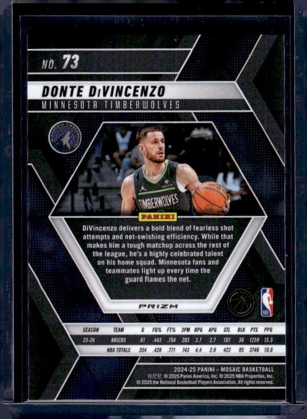 2024-25 Panini Mosaic #73 Donte DiVincenzo Reactive Blue Mosaic