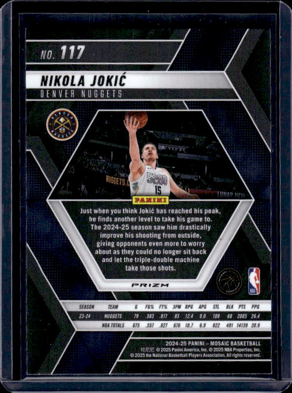 2024-25 Panini Mosaic #117 Nikola Jokic Reactive Blue Mosaic