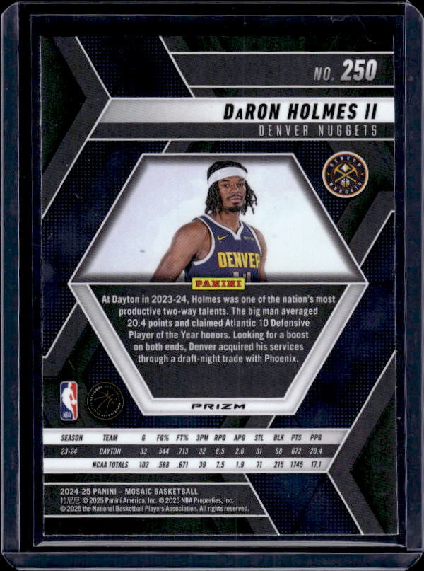 2024-25 Panini Mosaic #250 DaRon Holmes II Reactive Blue Mosaic