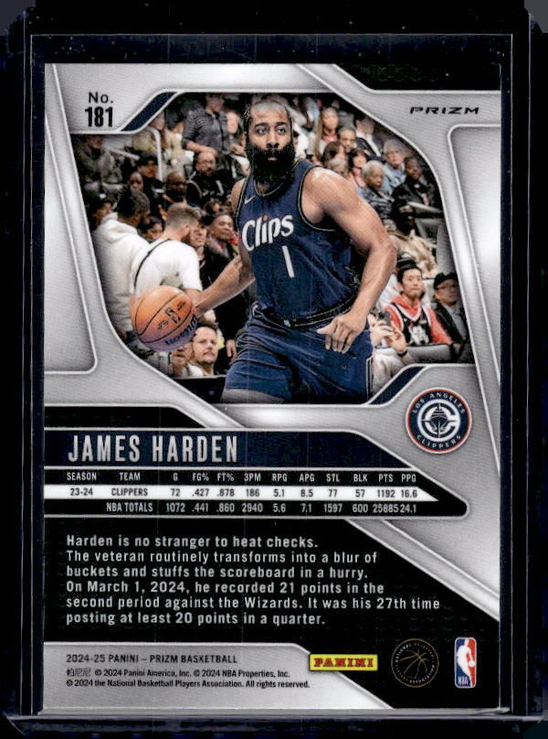 2024-25 Panini Prizm #181 James Harden Prizms Pink Ice