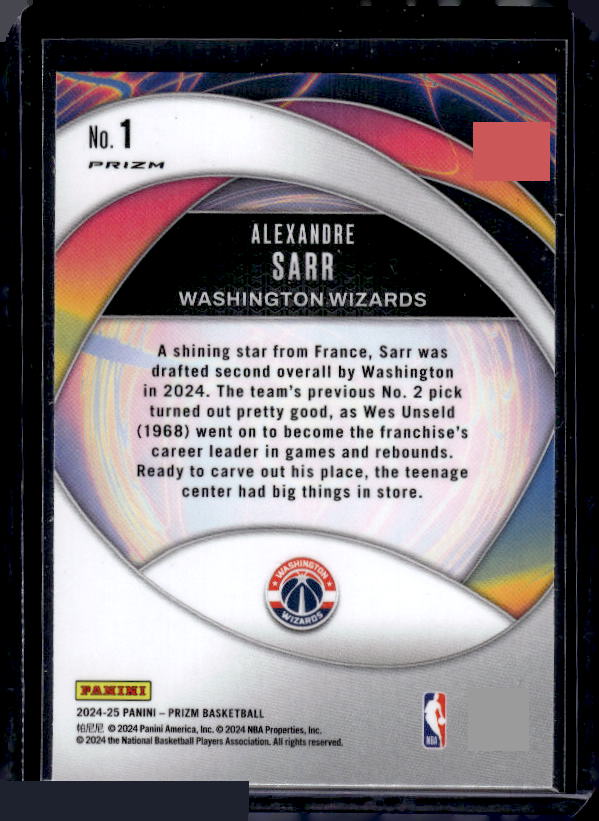 2024-25 Panini Prizm #1 Alexandre Sarr Instant Impact Prizms Silver