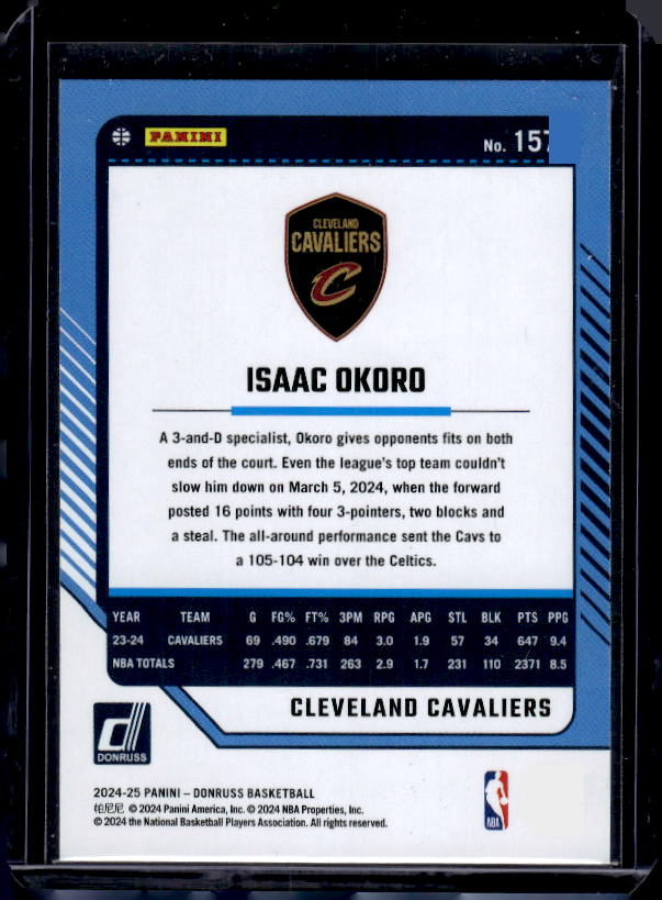 2024-25 Donruss #157 Isaac Okoro Holo Green Laser