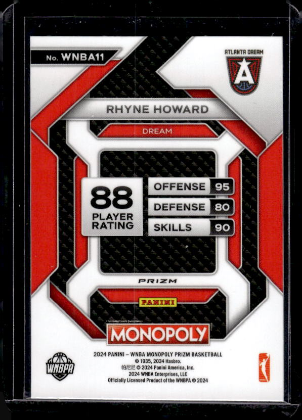 2024 Panini Prizm Monopoly WNBA #WNBA11 Rhyne Howard All-Star Red Classic Icons