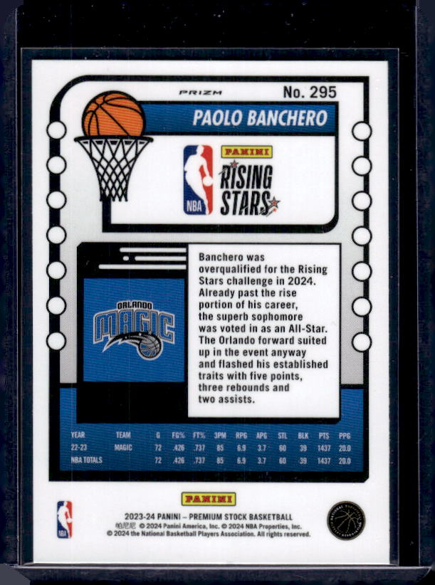 2023-24 Hoops Premium Stock #295 Paolo Banchero Pulsar