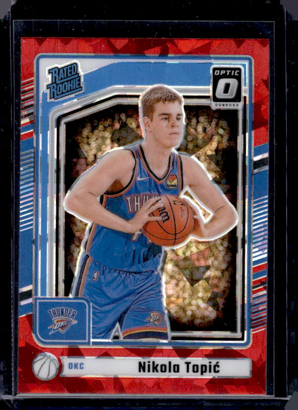 2024-25 Donruss #P-208 Nikola Topic Optic Rated Rookies Preview Red Cracked Ice