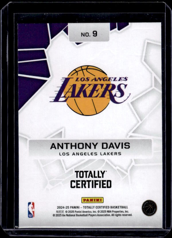 2024-25 Panini Totally Certified #9 Anthony Davis Rock the Rim Mirror