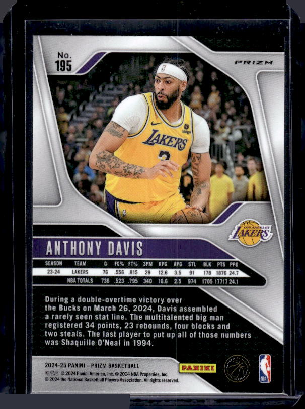2024-25 Panini Prizm #195 Anthony Davis Prizms Pink Ice