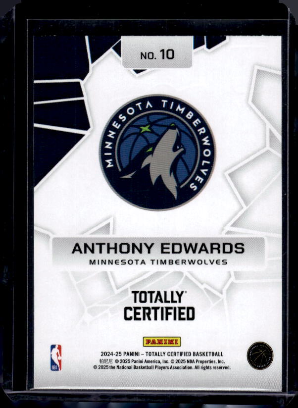 2024-25 Panini Totally Certified #10 Anthony Edwards Rock the Rim