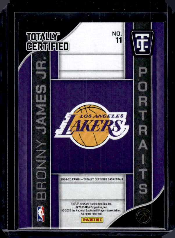 2024-25 Panini Totally Certified #11 Bronny James Jr. Portraits Mirror