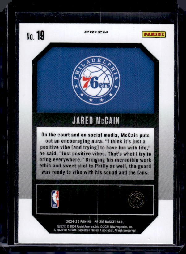 2024-25 Panini Prizm #19 Jared McCain Emergent Prizms Silver