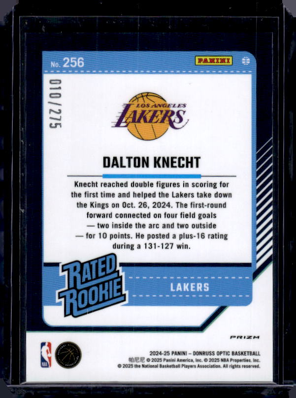 2024-25 Donruss Optic #256 Dalton Knecht Pink Glitter #/275