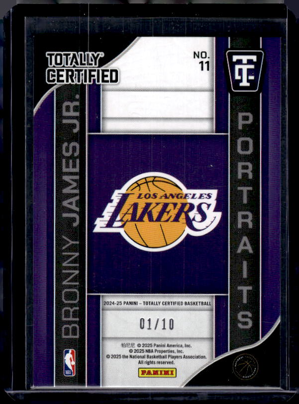 2024-25 Panini Totally Cert #11 Bronny James Jr. Portraits Mirror Gold  #/10