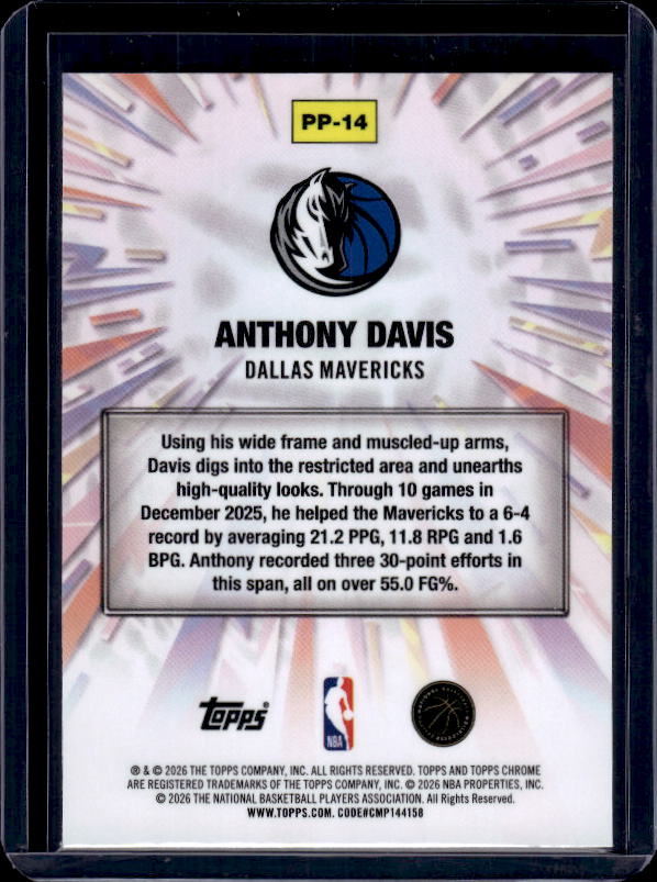 2025-26 Topps Chrome Update #PP-14 Anthony Davis Power Players