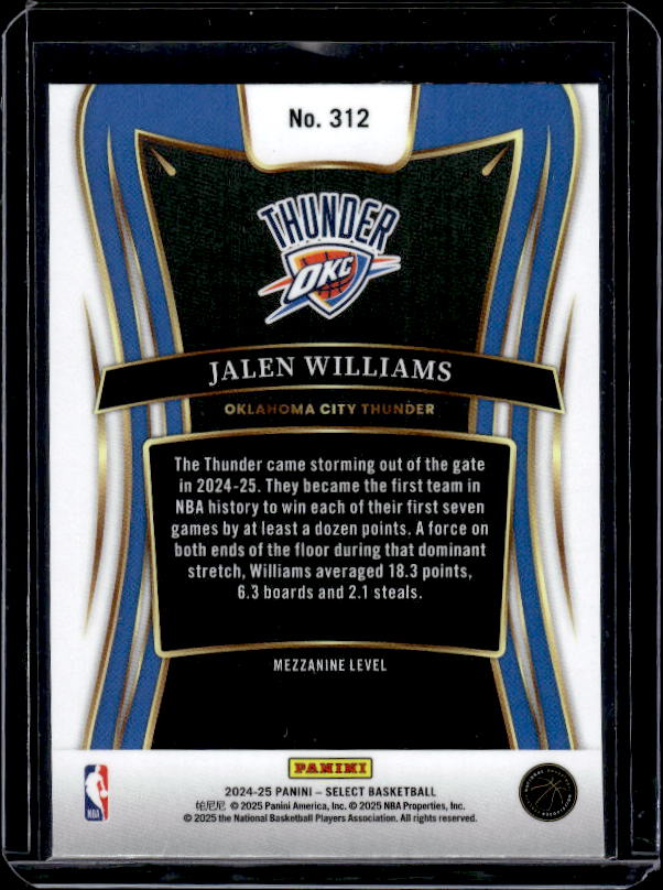 2024-25 Panini Select #312 Jalen Williams