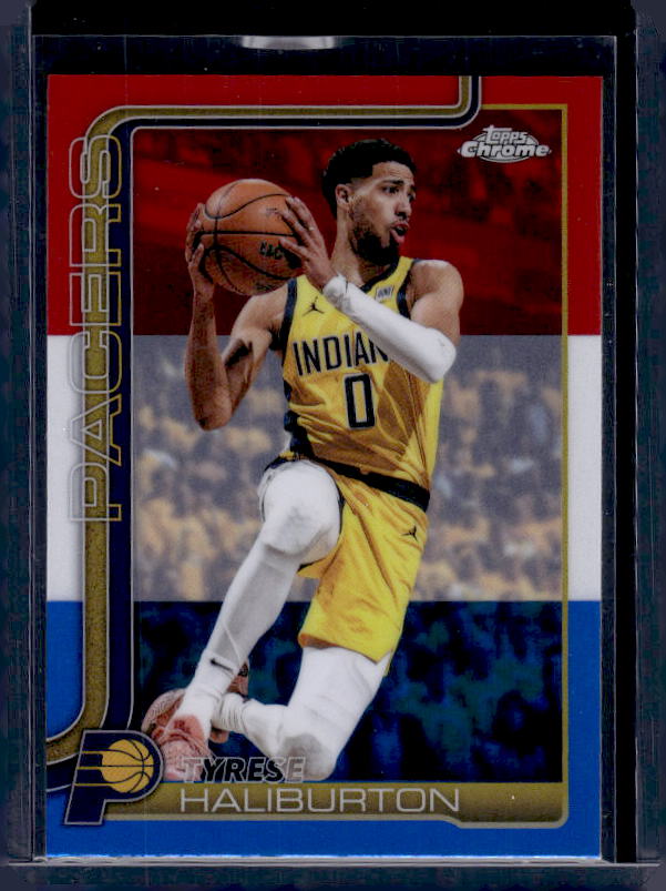 2025-26 Topps Chrome Update #18 Tyrese Haliburton Red, White, & Blue