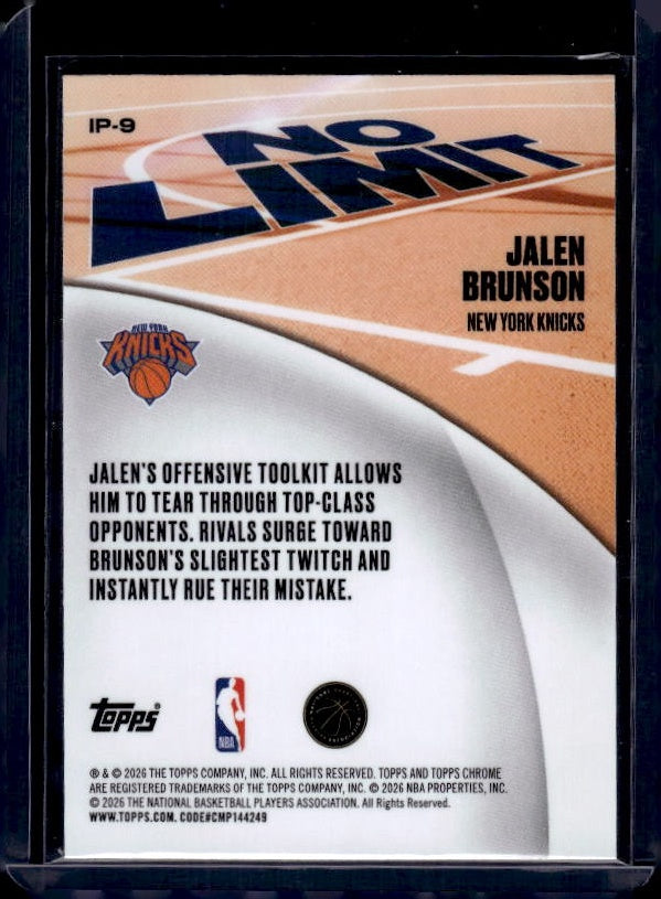 2025-26 Topps Chrome Update #IP-9 Jalen Brunson No Limit