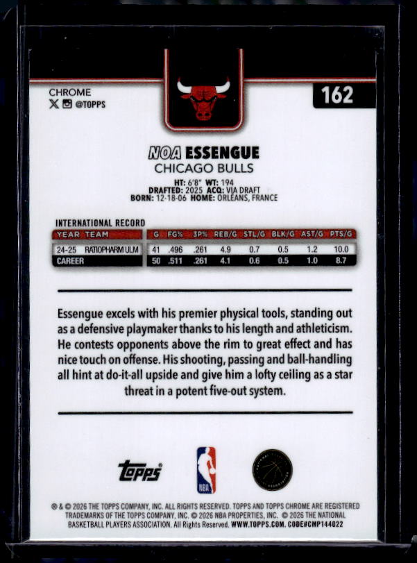 2025-26 Topps Chrome Update #162 Noa Essengue X-Fractor
