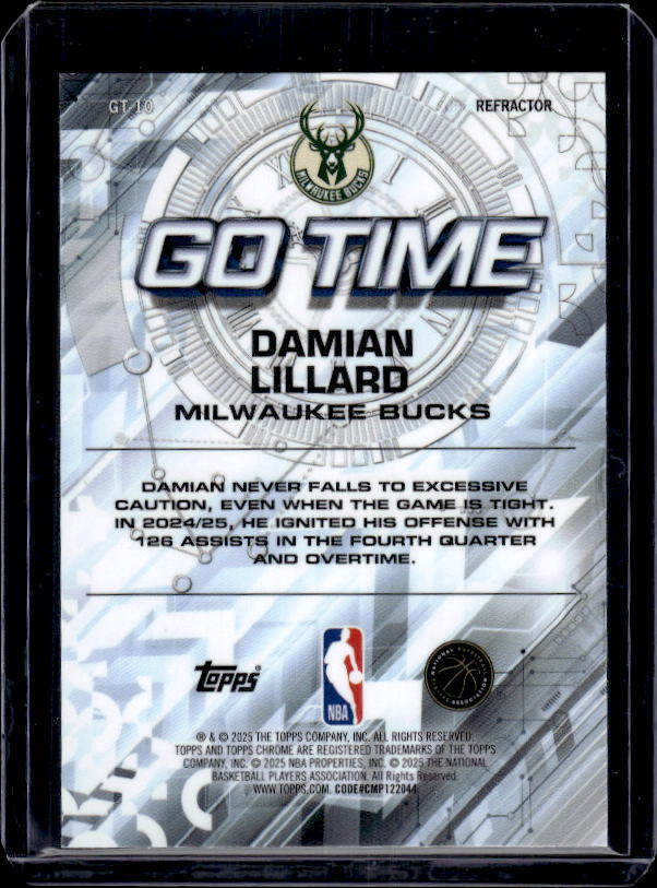 2025-26 Topps Chrome #GT-10 Damian Lillard Go Time Refractor