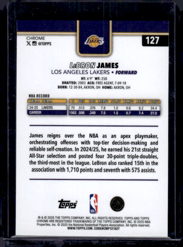 2025-26 Topps Chrome #127 LeBron James X-Fractor
