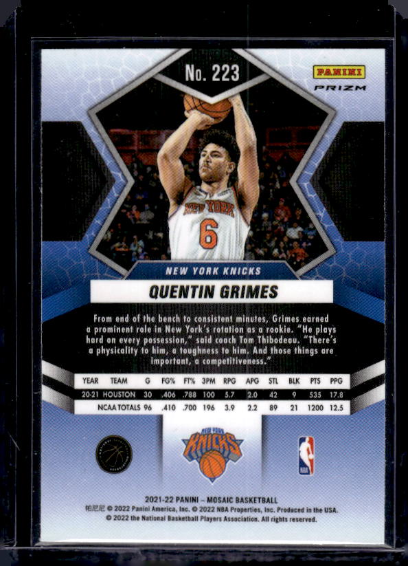 2021-22 Panini Mosaic #223 Quentin Grimes Green