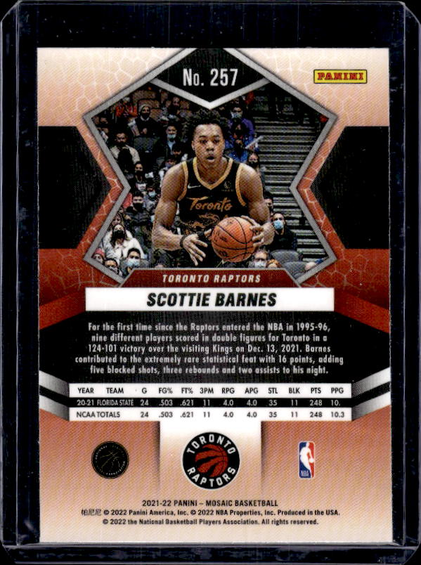 2021-22 Panini Mosaic #257 Scottie Barnes