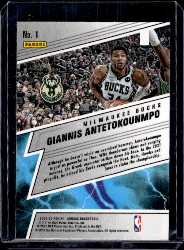 2021-22 Panini Mosaic #1 Giannis Antetokounmpo Thunder Lane